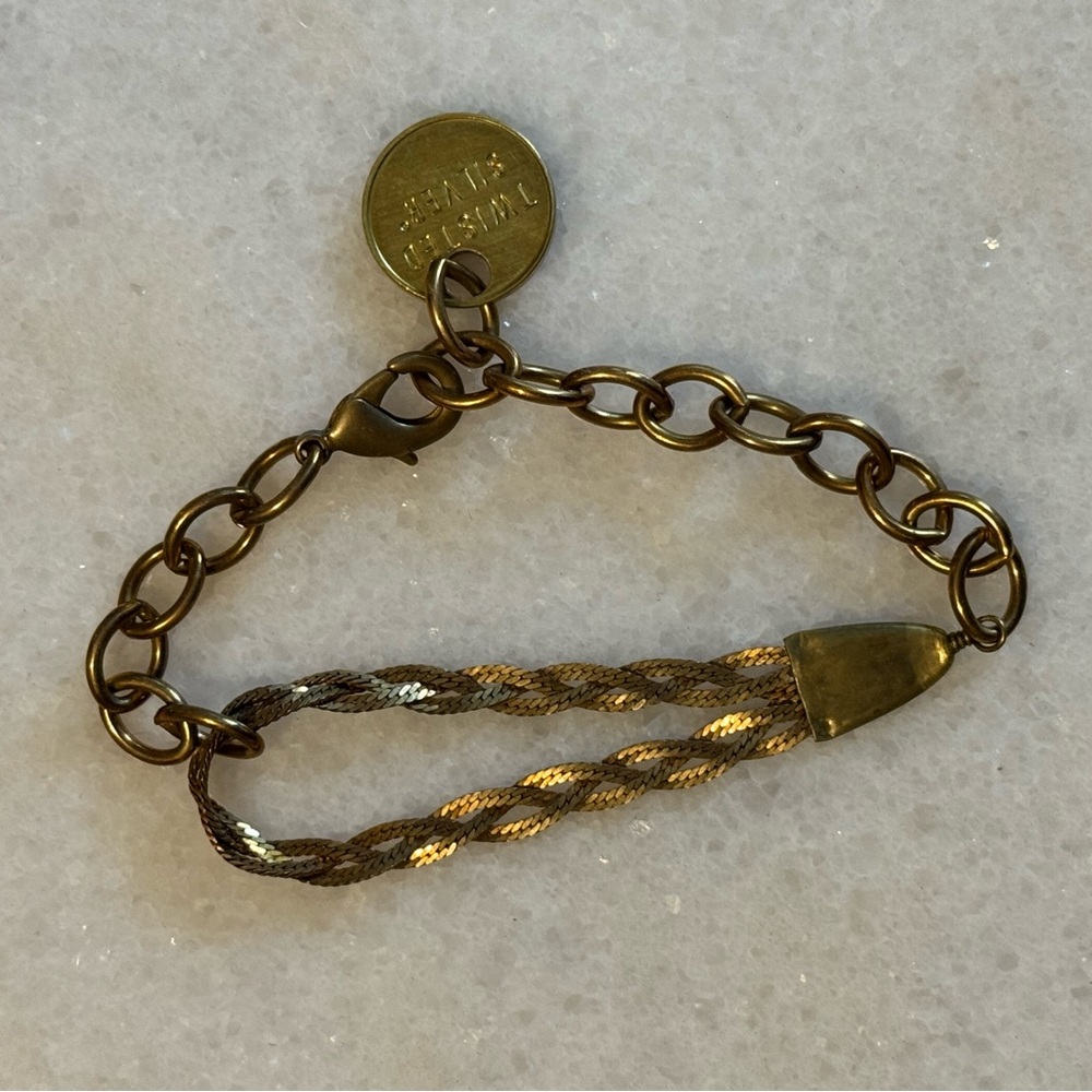 Twisted Silver Brass Chain Bracelet
